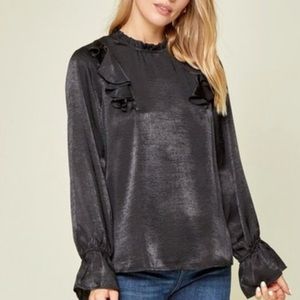 Andre by unit Black silky blouse size 1X. REDUCED!!